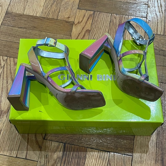 Gianni Binni Bexxlie Rainbow Holographic Heeled WITH BOX Sandals (US 6) - Picture 5 of 17